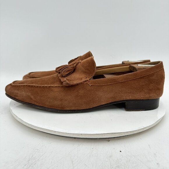 Balmain Men Size 44 US 11 Brown Suede Tassel Slip On Loafer Dress Shoe - Picture 2 of 12